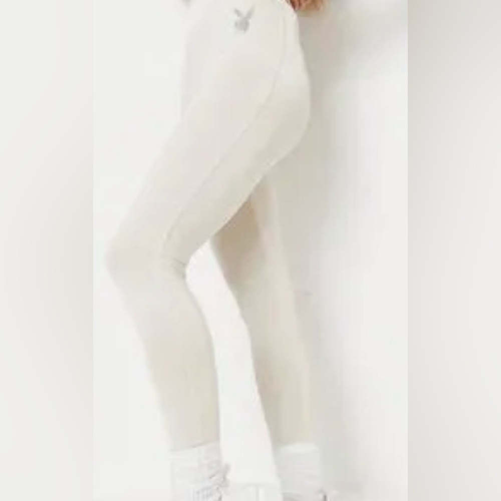 Playboy White Leggings with Reflective Logo